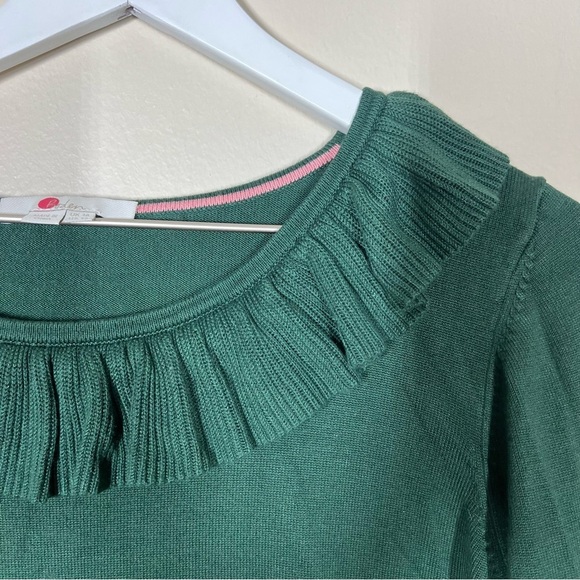 Boden Womens Lavinia Ruffle Trim Knit Sweater Size 12 Green Work Office - Picture 5 of 10